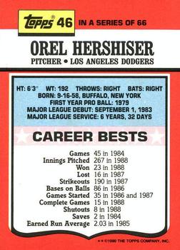 1990 Topps TV All-Stars #46 Orel Hershiser Back