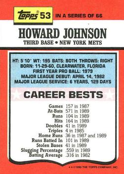 1990 Topps TV All-Stars #53 Howard Johnson Back