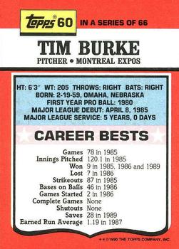 1990 Topps TV All-Stars #60 Tim Burke Back