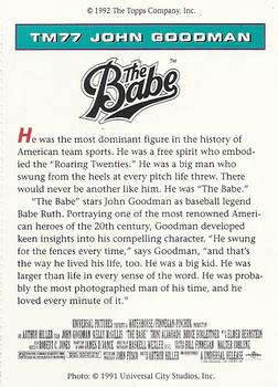 1992 Topps Magazine #TM77 John Goodman as Babe Ruth Back
