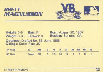 1989 Star #30 Brett Magnusson Back
