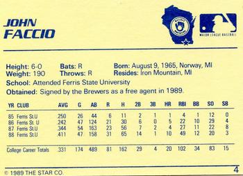 1989 Star #4 John Faccio Back