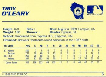 1989 Star #6 Troy O'Leary Back