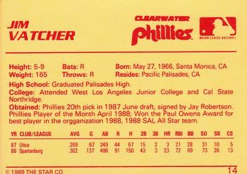 1989 Star #14 Jim Vatcher Back
