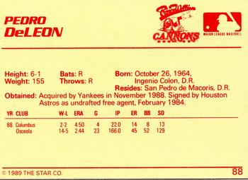 1989 Star #88 Pedro DeLeon Back