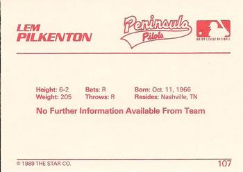 1989 Star #107 Lem Pilkenton Back