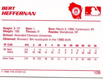 1989 Star #109 Bert Heffernan Back