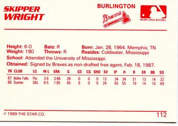 1989 Star #112 Skipper Wright Back