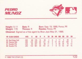 1989 Star #122 Pedro Munoz Back
