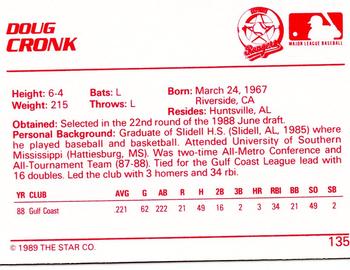 1989 Star #135 Doug Cronk Back