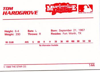 1989 Star #144 Tom Hardgrove Back