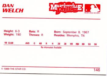 1989 Star #146 Dan Welch Back