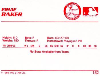 1989 Star #162 Ernie Baker Back