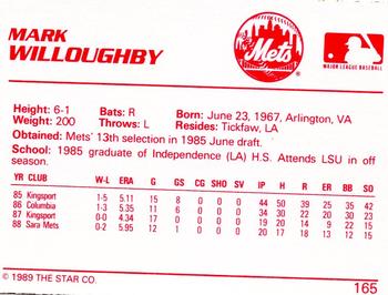 1989 Star #165 Mark Willoughby Back