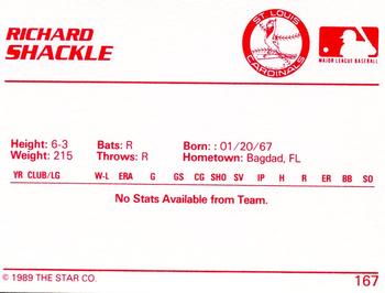 1989 Star #167 Richard Shackle Back