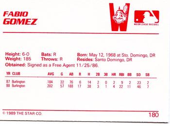 1989 Star #180 Fabio Gomez Back