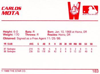 1989 Star #183 Carlos Mota Back