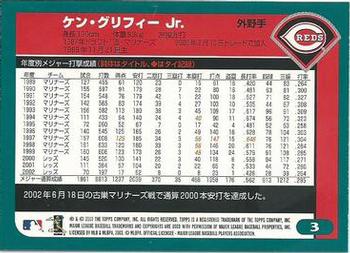 2003 Topps Kanebo Japan 2 #3 Ken Griffey Jr. Back