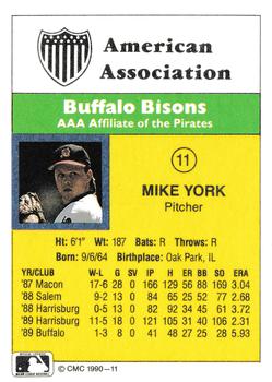 1990 CMC #11 Mike York Back