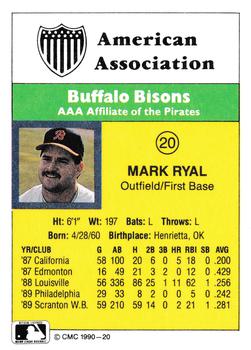 1990 CMC #20 Mark Ryal Back