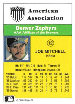 1990 CMC #37 Joe Mitchell Back