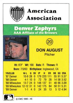 1990 CMC #45 Don August Back