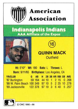 1990 CMC #66 Quinn Mack Back
