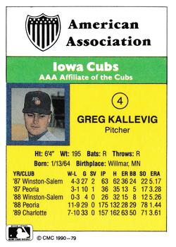 1990 CMC #79 Greg Kallevig Back