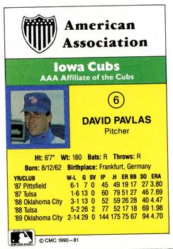 1990 CMC #81 David Pavlas Back