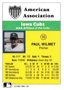 1990 CMC #85 Paul Wilmet Back