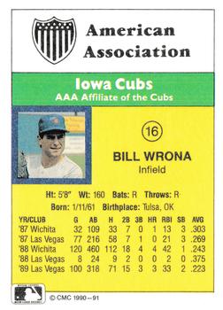 1990 CMC #91 Bill Wrona Back