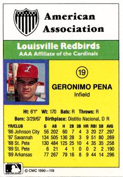 1990 CMC #119 Geronimo Pena Back