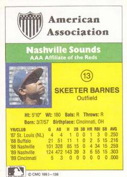 1990 CMC #138 Skeeter Barnes Back