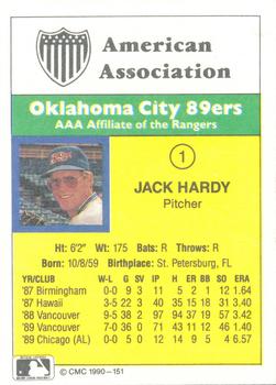 1990 CMC #151 Jack Hardy Back