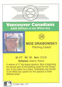 1990 CMC #175 Moe Drabowsky Back