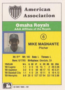 1990 CMC #181 Mike Magnante Back