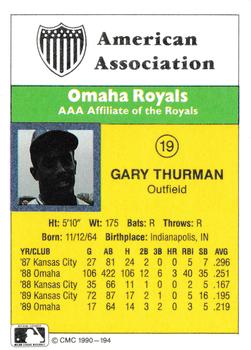 1990 CMC #194 Gary Thurman Back
