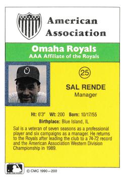 1990 CMC #200 Sal Rende Back