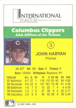 1990 CMC #203 John Habyan Back