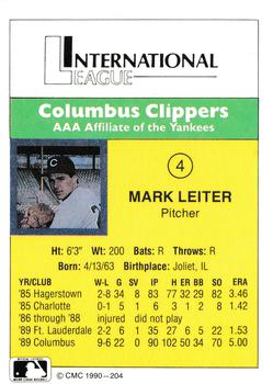 1990 CMC #204 Mark Leiter Back