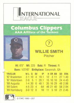 1990 CMC #207 Willie Smith Back