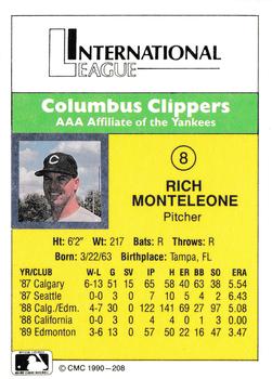 1990 CMC #208 Rich Monteleone Back
