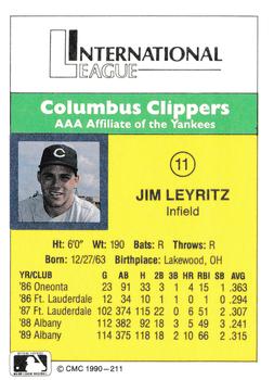 1990 CMC #211 Jim Leyritz Back