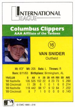 1990 CMC #216 Van Snider Back