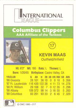 1990 CMC #217 Kevin Maas Back