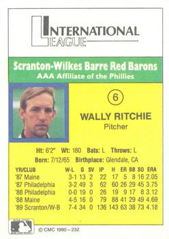 1990 CMC #232 Wally Ritchie Back