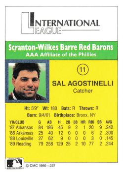 1990 CMC #237 Sal Agostinelli Back