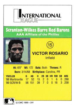 1990 CMC #241 Victor Rosario Back