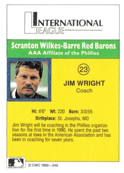1990 CMC #249 Jim Wright Back