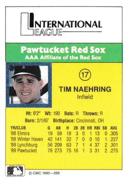 1990 CMC #268 Tim Naehring Back